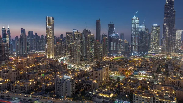 Vista Vicino Dubai Business Bay Tower Aerea Giorno Alla Notte — Foto Stock