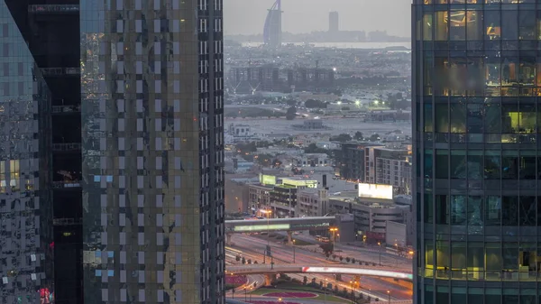 Vily Slavný Hotel Obzoru Linie Dubaje Centru Velkou Křižovatkou Letecký — Stock fotografie