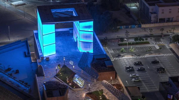 Nuevo Paseo Marítimo Avenida Puerta Con Arco Iluminado Situado Dubai —  Fotos de Stock