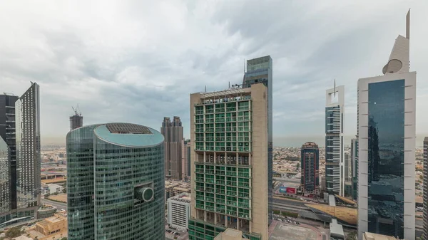 Панорама Изображающая Небоскребы Международного Финансового Центра Дубая Набережной Проспекте Ворот — стоковое фото