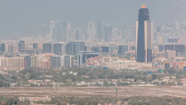 Skyline Dubai Város Modern Tornyok Deira Zabeel Kerület Légi Időeltolódás — Stock Fotó