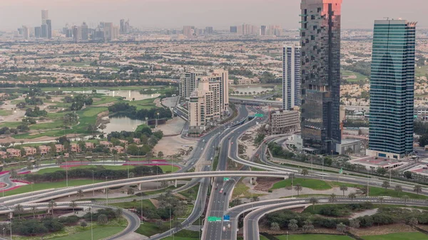 Enorme Junção Rodoviária Cruzada Entre Distrito Jlt Marina Dubai Cruzada — Fotografia de Stock