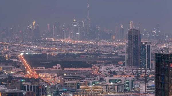 Dubai Downtown Mit Der Skyline Des Finanzdistrikts Reihe Von Wolkenkratzern — Stockfoto