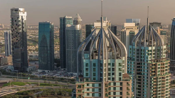 Jlt Dubai Marina Skyscrapers Уздовж Повітряного Таймелапсу Шейх Заєд Роуд — стокове фото