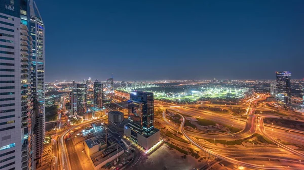 Medya Şehrinin Barsha Tepelerinin Hava Panoramik Görüntüsü Dubai Marinasından Gece — Stok fotoğraf