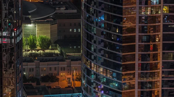 Aerial View Dubai Internet City Lake Glowing Windows Office Tower — Stock Photo, Image