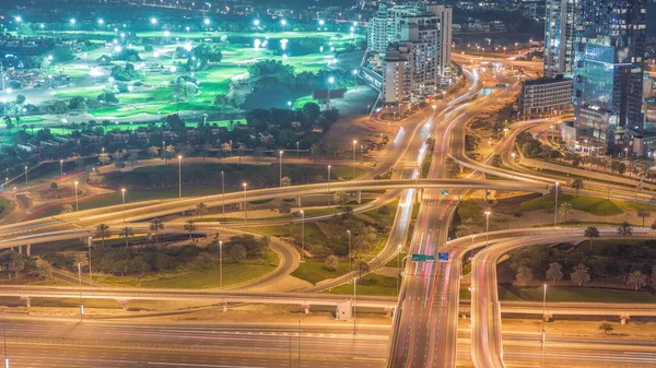 Enorme Cruce Carreteras Cerca Del Distrito Jlt Intersecado Por Sheikh —  Fotos de Stock