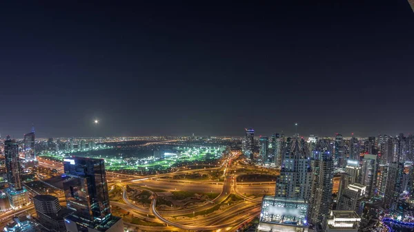 Panorama Obrovské Křižovatky Dálnice Mezi Čtvrtí Jlt Dubajským Přístavem Protínající — Stock fotografie