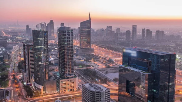 Vista Aérea Cidade Mídia Área Distrito Barsha Heights Noite Dia — Fotografia de Stock