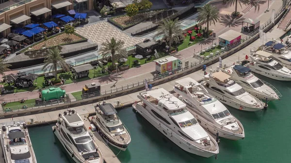Dubais Yachthafenpromenade Wasser Entlang Des Kanals Zeitraffer Modernes Wohnviertel Dubai — Stockfoto