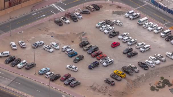 駐車スペースはタイムラプス、空撮の上から見て. — ストック動画
