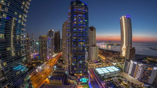 Panorama Área Marina Jbr Dubai Famosa Cronologia Transição Entre Dia — Fotografia de Stock