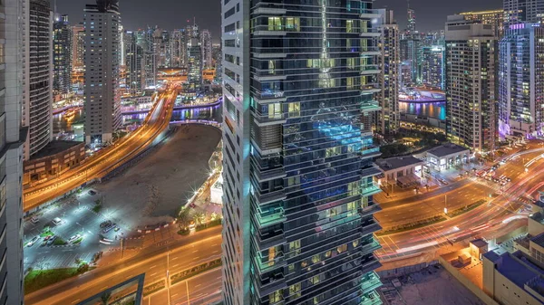 Panorama Que Muestra Dubai Marina Jbr Zona Famosa Rueda Fortuna —  Fotos de Stock