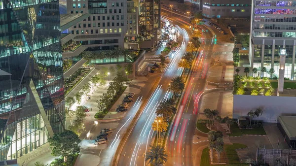 Vista Panorámica Del Tráfico Calle Saada Cerca Del Timelapse Nocturno — Foto de Stock