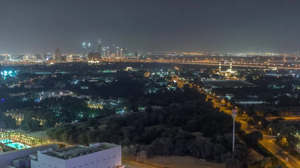 Garten Stadtteil Zabeel Mit Wolkenkratzern Auf Einer Hintergrundantenne Dubai Vae — Stockfoto