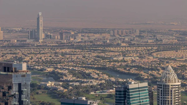 Domy Wille Dzielnicy Jumeirah Islands Community Wieżowcami Jlt Timelapse Widok — Zdjęcie stockowe