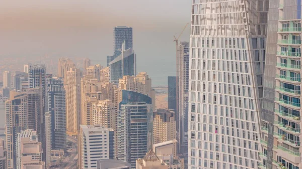 Yukarıdan Jbr Dubai Marina Gökdelenlerinin Lüks Binaların Hava Manzarası Üzerinde — Stok fotoğraf