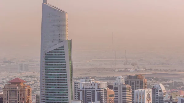 Jumeirah Lakes Towers Kerületben Sok Felhőkarcolók Mentén Sheikh Zayed Road — Stock Fotó