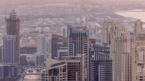 Панорама Skyline Dubai Marina Показує Штучний Канал Оточений Хмарочосами Уздовж — стокове фото