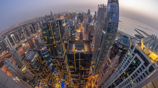 Skyline Panorama Der Dubai Marina Mit Kanal Umgeben Von Beleuchteten — Stockfoto