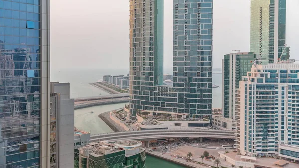 Promenáda Dubaj Cityscape Vidět Dubaj Marina Timelapse Letecký Pohled Okres — Stock fotografie