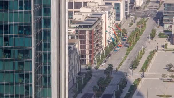 City Walk district timelapse from above, new urban area in Dubai downtown. — Stockvideo