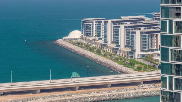 Promenade Dubai Cityscape Seen Dubai Marina Timelapse Aerial View Bridge — Stock Photo, Image