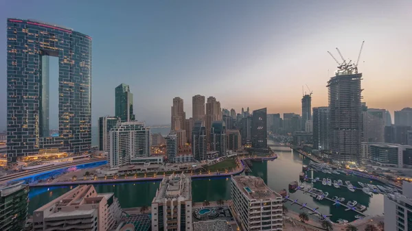 Dubai Marina Panorama Mit Booten Und Yachten Hafen Geparkt Und — Stockfoto