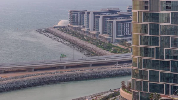 Promenade Dubai Cityscape Seen Dubai Marina Timelapse Sunset Aerial View — Stock Photo, Image