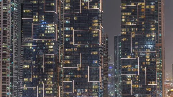 Dubai Marina Distrito Turístico Lujo Con Vista Cercana Rascacielos Iluminados —  Fotos de Stock