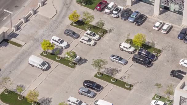 Car parking lot viewed from above all day timelapse, Aerial view. — Vídeo de Stock