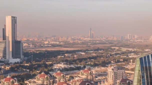 Futurystyczny Dubai Downtown i dzielnica finansowa Skyline antena timelapse. — Wideo stockowe
