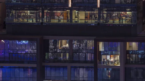 Panorama Nocturne Plat Lumière Multicolore Dans Les Fenêtres Des Immeubles — Photo