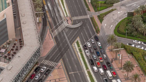 Vue Aérienne Des Transports Sur Une Route Animée Dans Centre — Photo