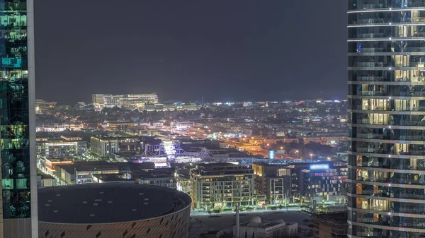 City Walk District Night Timelapse New Urban Area Dubai Downtown — Stockfoto