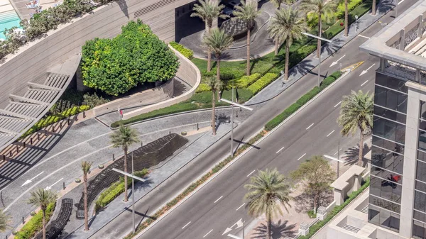 Overhead View Transport Busy Road Dubai Downtown Aerial Timelapse Traffic — Fotografia de Stock