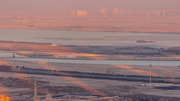 Letecký Pohled Domy Okrese Deira Dubai Creek Typickou Staré Moderní — Stock fotografie