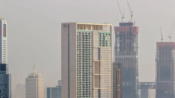 Torres Dubai Centro Financeiro Internacional Distrito Aéreo Timelapse Edifícios Escritórios — Fotografia de Stock