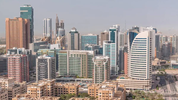 Skyskrabere Barsha Heights Distrikt Lave Huse Greens Distrikt Timelapse Dubai - Stock-foto