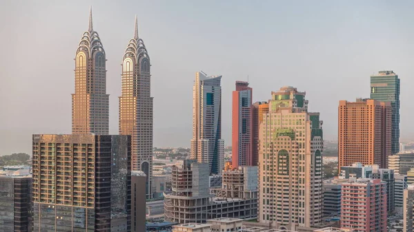 Wolkenkratzer Bezirk Barsha Heights Und Internettürme Zeitraffer Skyline Von Dubai — Stockfoto