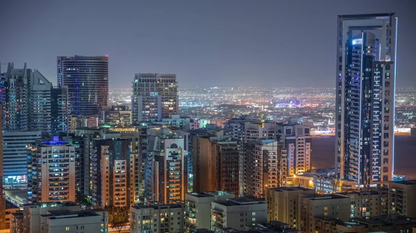 Barsha Heights Bölgesindeki Gökdelenler Greenens Bölgesindeki Alçak Katlı Binalar Arka — Stok fotoğraf