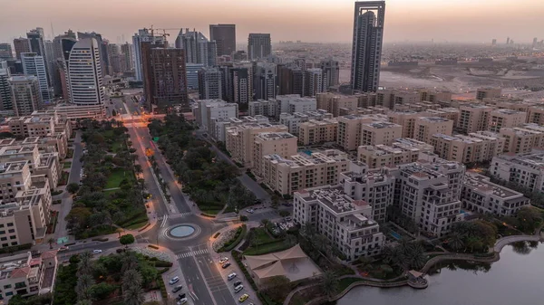 Skyscrapers Barsha Heights District Low Rise Buildings Greens District Aerial — Stock Photo, Image