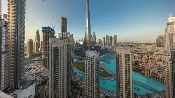 Dubai Downtown Cityscape Com Arranha Céus Mais Altos Torno Timelapse — Fotografia de Stock