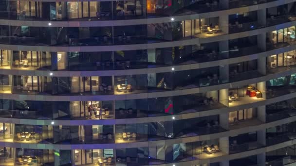 View Windows Apartments High Class Building Night Timelapse Glowing Lights — Video Stock