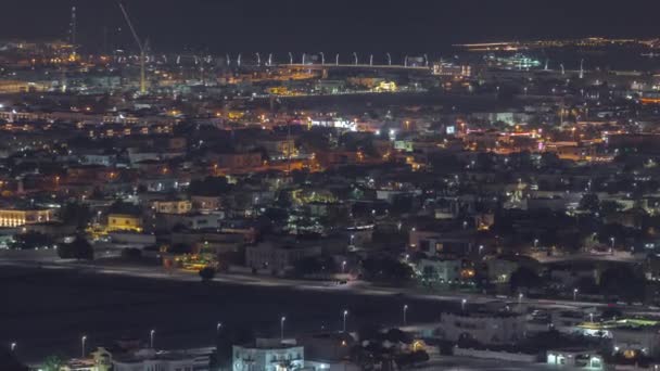 Luftaufnahme Vieler Apartmenthäuser Und Villen Dubai City Zeitraffer Vom Wolkenkratzer — Stockvideo