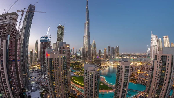 Dubai Downtown Paisagem Urbana Com Arranha Céus Mais Altos Panorama — Fotografia de Stock