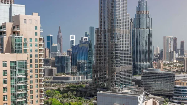 Вид Воздуха Небоскребы Международного Финансового Центра Дубая Стороны Центра Города — стоковое фото