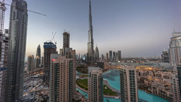 Panorama Paisagem Urbana Dubai Downtown Com Arranha Céus Mais Altos — Fotografia de Stock