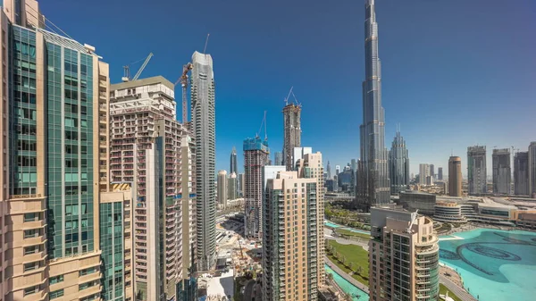 Dubaj Centrum Města Městská Krajina Nejvyššími Mrakodrapy Letecké Timelapse Staveniště — Stock fotografie