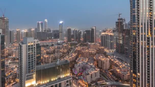 Vista Panorámica Aérea Una Gran Ciudad Futurista Día Noche Timelapse — Vídeos de Stock